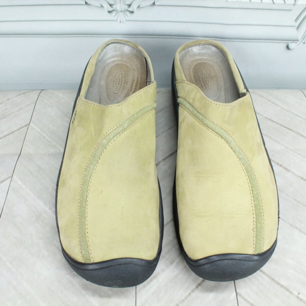 Keen XT Green Leather Slip On Round Toe Casual Mules Clogs Shoes Size 10 - Picture 5 of 9